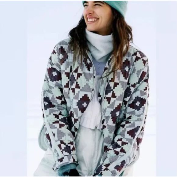 New Free People Pippa Printed Packable Puffer Jacket Size Xs
